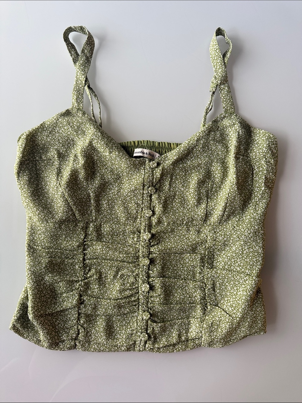 Abercrombie Olive Floral Button-Front Cami Top
